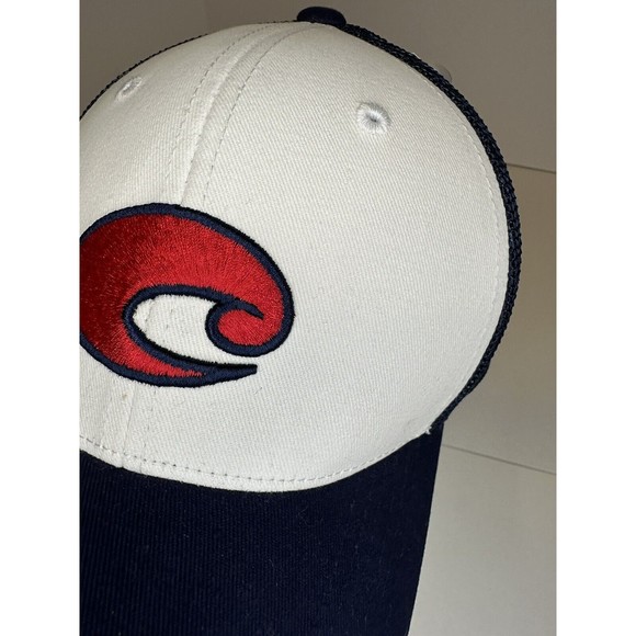 COSTA Del Mar Chesapeake SnapBack Trucker Hat Cap Blue Red White OSFA - Picture 4 of 11